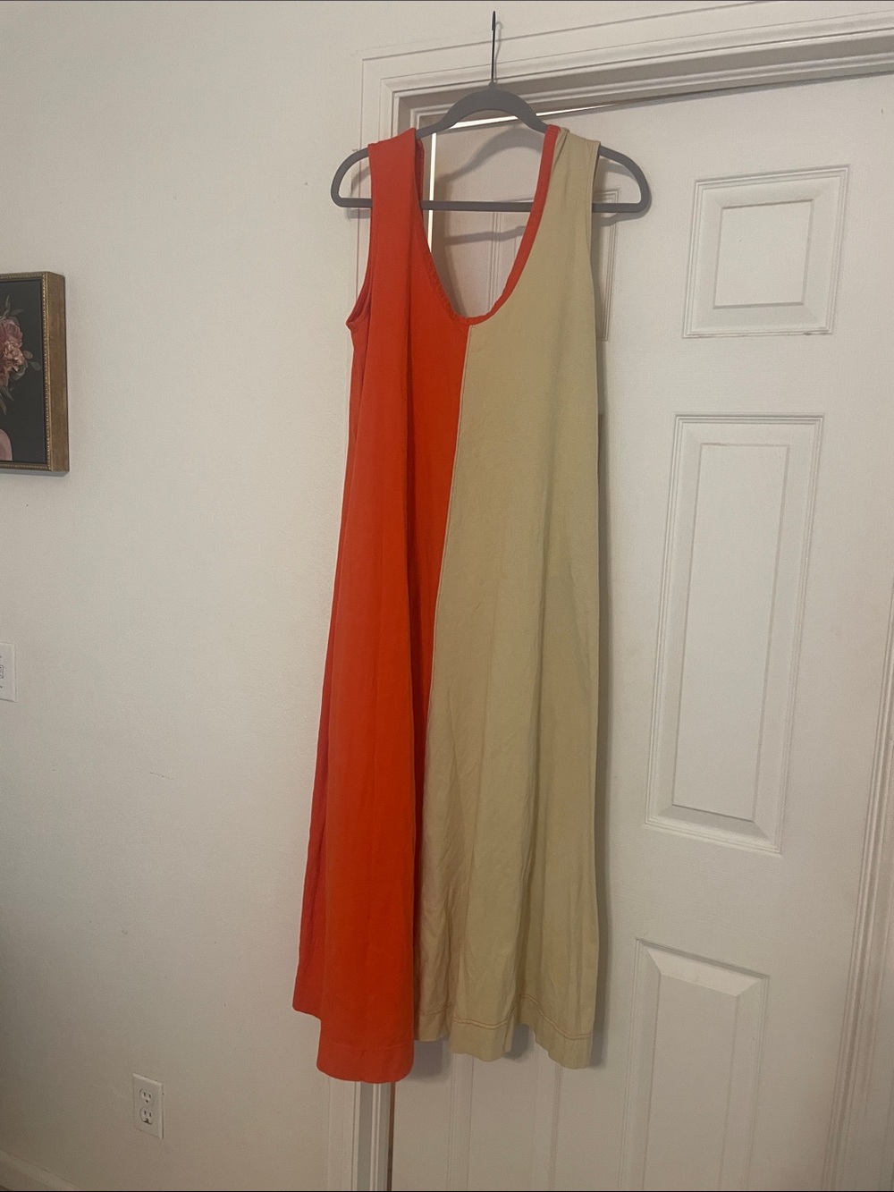 Free People Two-Tone Orange and Beige Sleeveless Maxi Dress